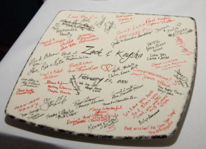 A platter used afor the wedding guests to sign. 