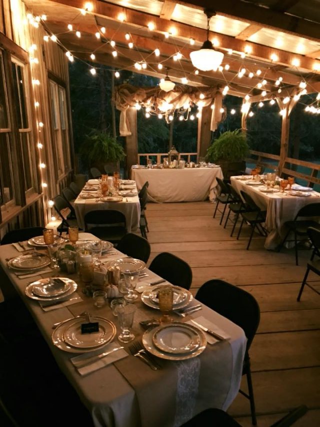 night indoor wedding reception at cypress grove wedding